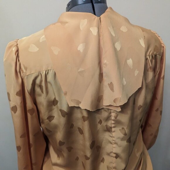 VINTAGE 1980S bright yellow CiaoSport Ltd. blouse - size 12 bow collar - Picture 5 of 9